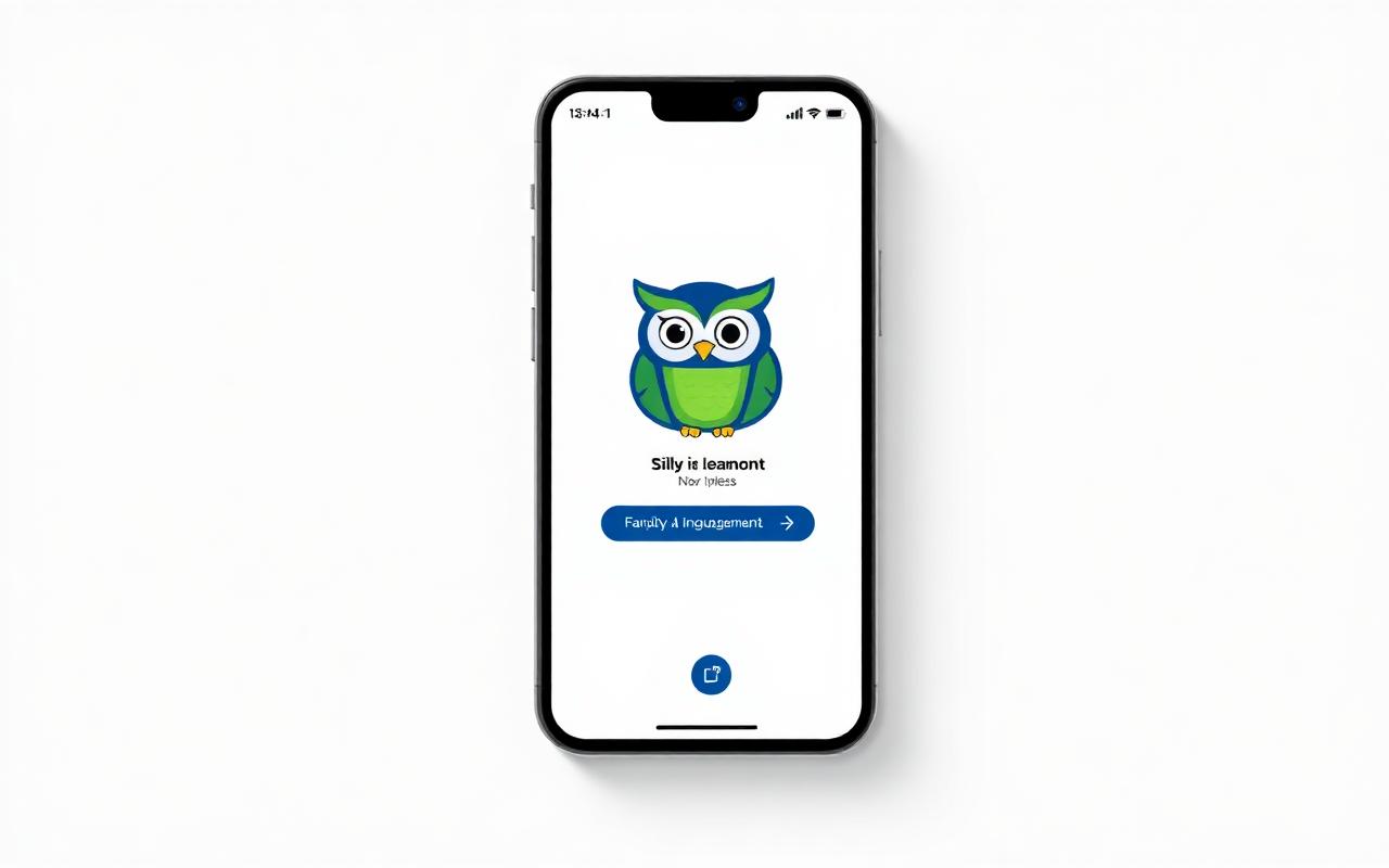 Duolingo — mockup aplikacji do nauki języków na smartfonie